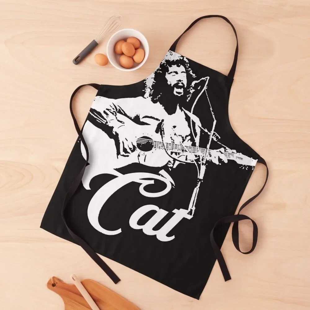 

Cat Stevens Stencil Apron Kitchens Men bib nail tech supplies For Women Apron