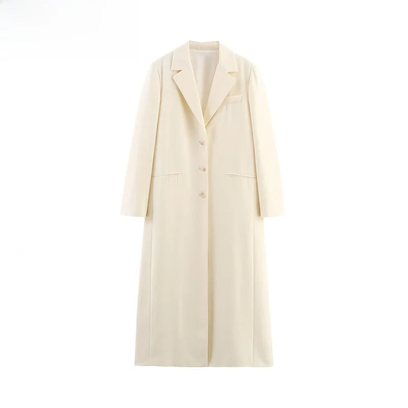 

ZBZR Autumn New Faionable Pure Color Long Sve Coat Women's Ele Quali Polyester Fiber 00% Woolen Outerwear