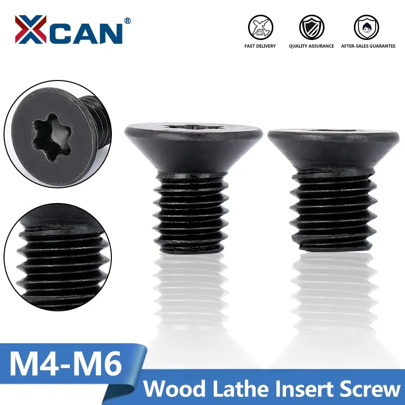 XCAN Wood Lathe Turning Tool Carbide Insert Cutter Screw 10pcs M4x8.2 M5x8 M6x8 Lathe Tools