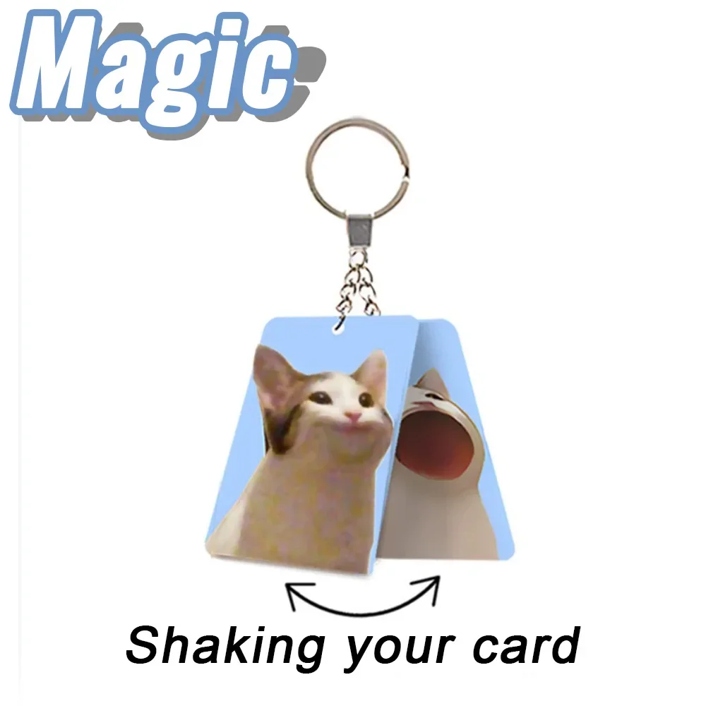 Creative Cartoon Cat Acrylic Keychain Customize Anime Clear Cat Open Mouth Magic Key Chain Gift Bags Pendant KeyRings Kids Gift