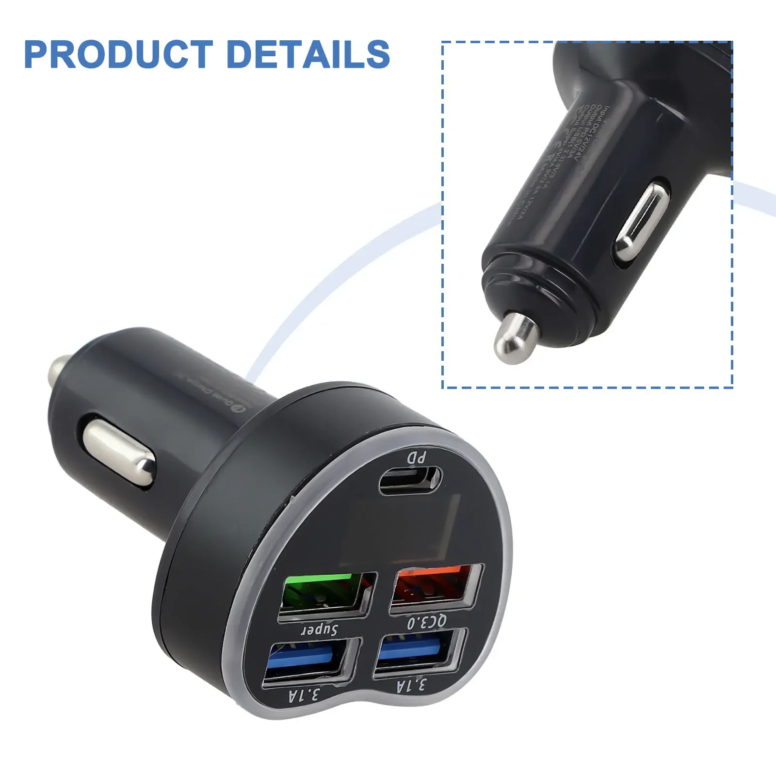 

Brand New Car Charger Charger 12-24V ABS+PC Material Convenient For Mobile Phone GPS Security In-Car Technology