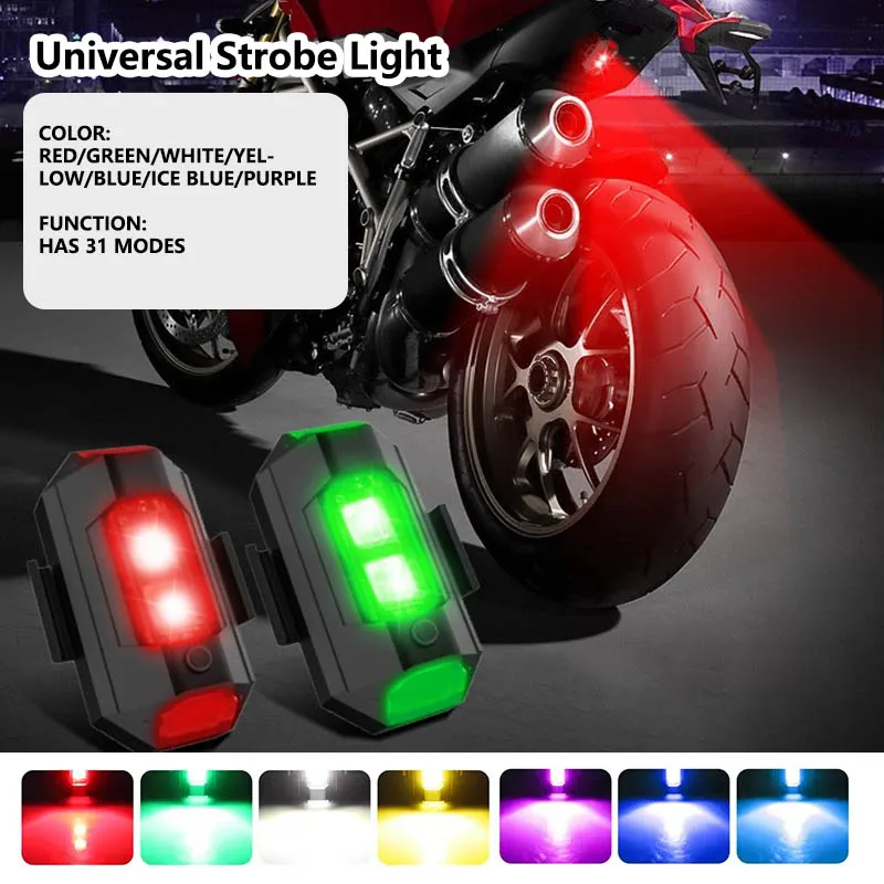 3 pièces lumières de moto Drone lumière stroboscopique USB LED Anti-Collision vélo avion nuit volant Mini clignotant voyant d'avertissement