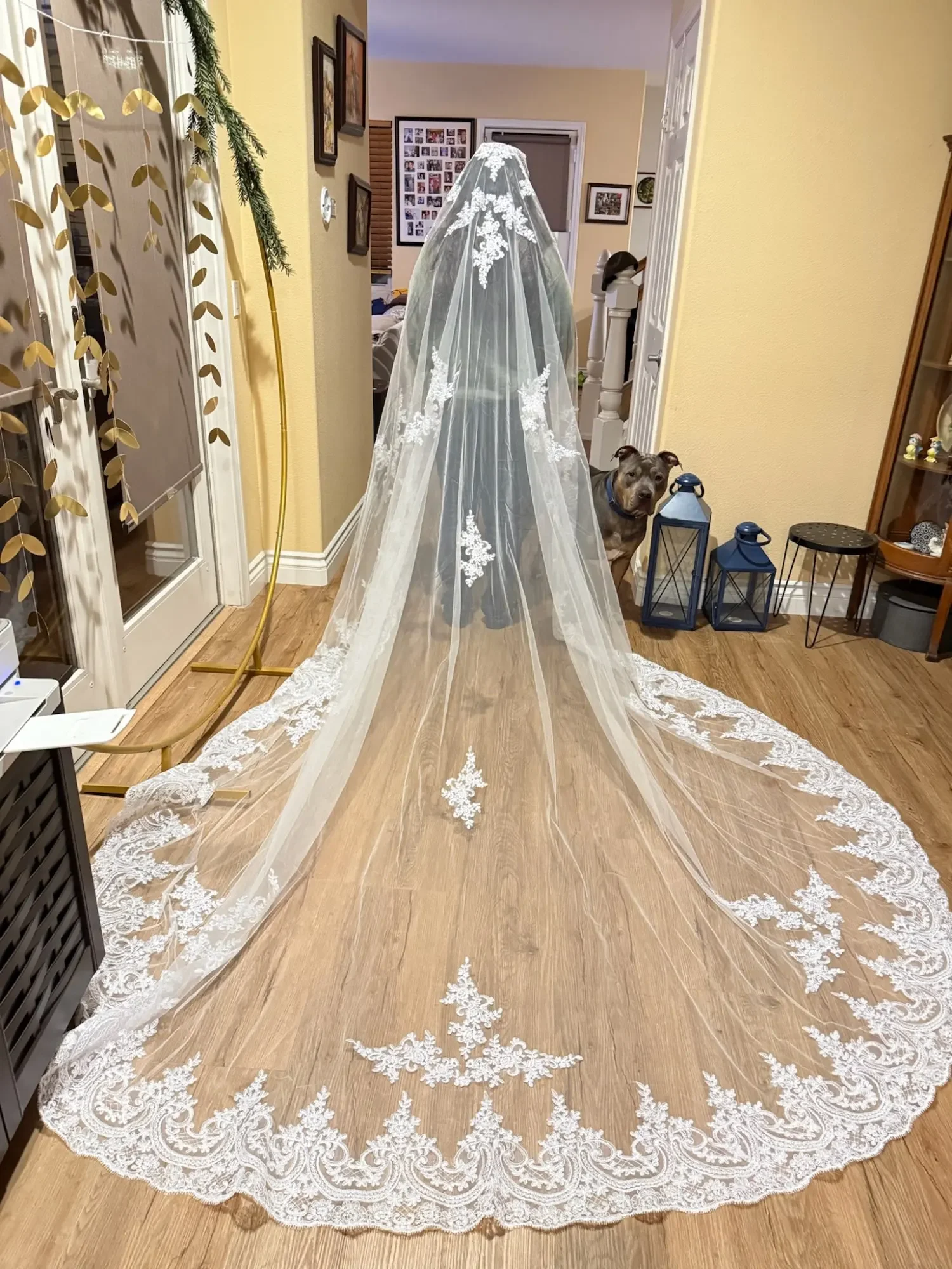 

white ivory 3m One Layer Wedding Veil With Comb Lace Edge Bridal Veils Appliqued Cathedral Wedding Accessorie
