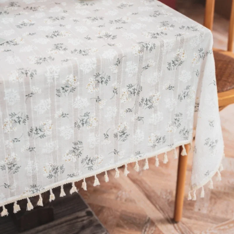 1pc Tablecloth Daisy Cotton and linen literature Little Fresh Photo background cloth TV cabinet cover Coffee table cloth