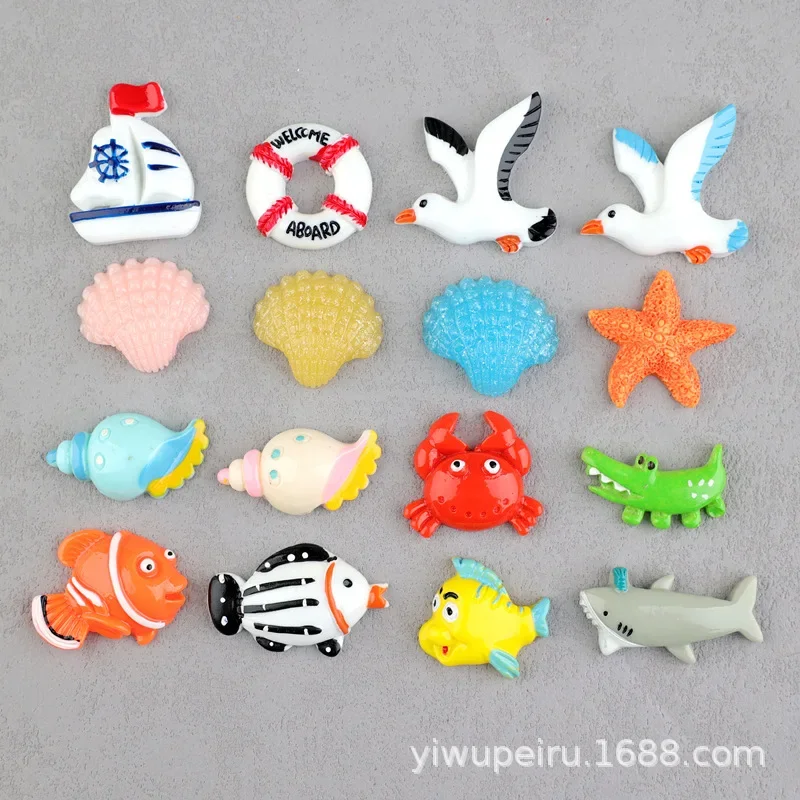 5Pcs Shell Conch Lifebuoy Crab Seagull resin flatback diy kawaii resin accessories crafts materials scrapbooking embellishment