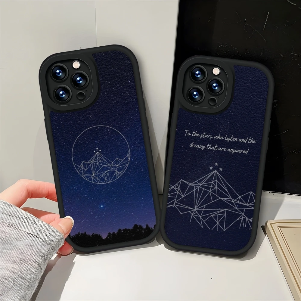 Acotar A Court of Mist and Fury Phone Case Leather Black For IPhone 13 16ProMax 12 15 11 14 Pro Max Mini Plus Soft Silicone