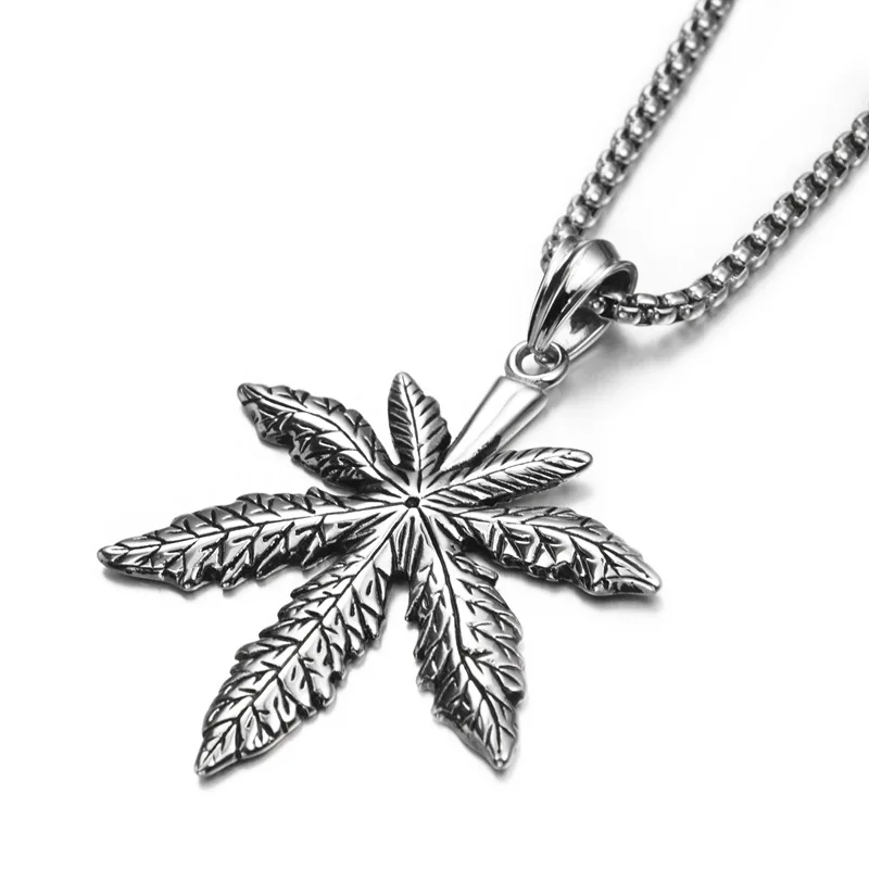 

1pcs Charm Chain Rock Titanium Steel Punk Vintage Maple Leaf Necklace Men Jewelry Choker Hip Hop Leaf Pendant Jewelry Gifts