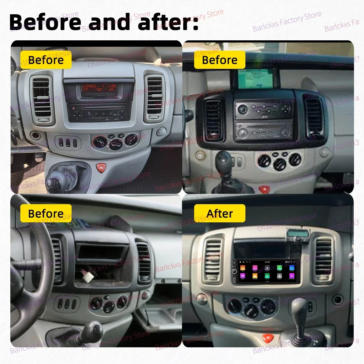 1Din Carplay Android Auto Radio Android Car Multimedia for Opel Vauxhall Vivaro 2002-2010 6.86