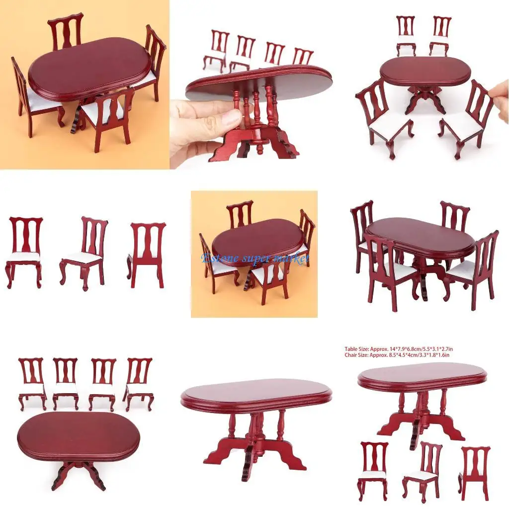 

090B Educational Doll House Chair Miniatures Vintage Table Toy Pretend Play Realistic Model Chair Model Mini Size