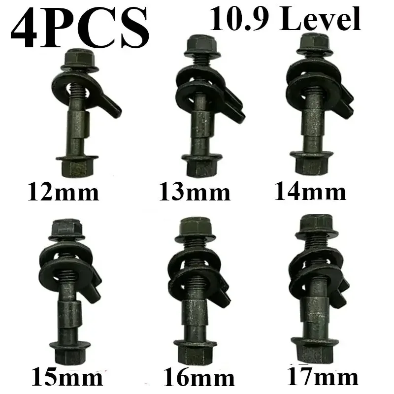 4x 10.9 Level Screw Camber Bolt Nut Car Wheel Alignment Arc Eccentric Screw Adjustment Repair Tool 12mm 13mm 14mm 15mm 16mm 17mm