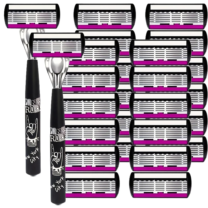 6-Layer Razor Blade, Men's Stainless Steel Blade, Classic Water Washed Razor, Sharp Blade for Clean Shaving