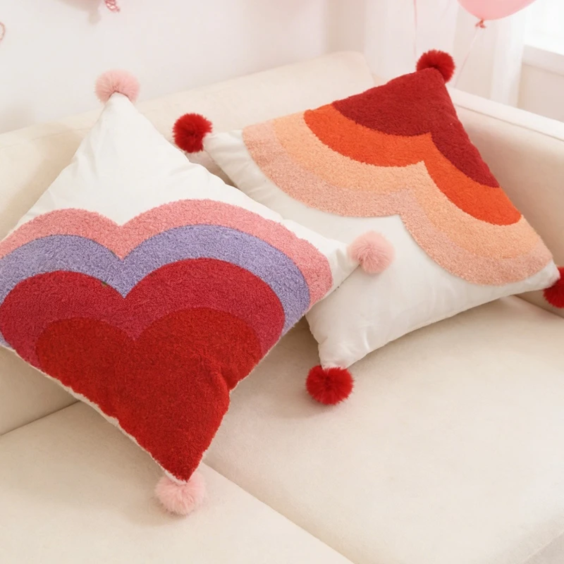 45X45CM Towels Embroidered Throw Pillow Cover Valentine's Day Love Waist Cushion Cover Decor Home Decorative Pillowcase