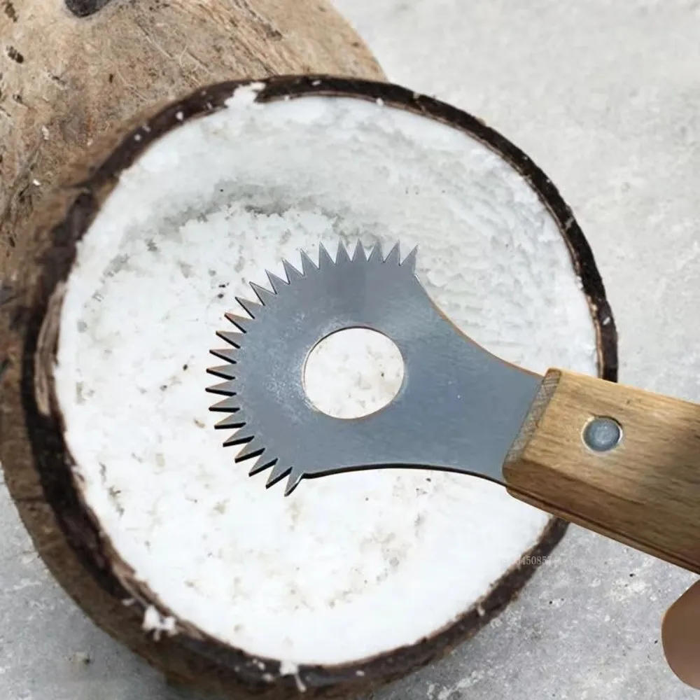 Coconut Planer Wooden Handle Fruit Spoon Planer Coconut Meat Scraper Durable Handmade Coconut Milk Making Tools