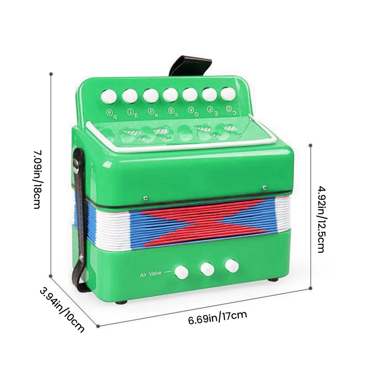 Brinquedo acordeão de 7 teclas para crianças, instrumento musical educativo, presente para criança, iniciantes, meninos e meninas