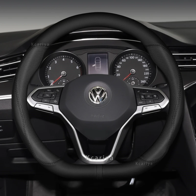 For Volkswagen Steering Wheel Cover Genuine Leather Carbon Fiber Fit VW CC Polo Bora Golf Jetta Lavida Lamando Magotan Passat