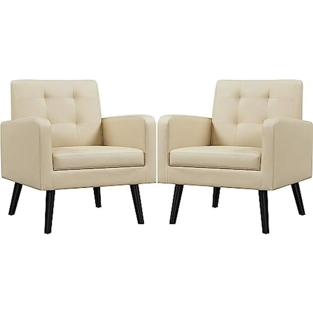 Modern Upholstered Accent Chair with Tufted Back and Sturdy Legs