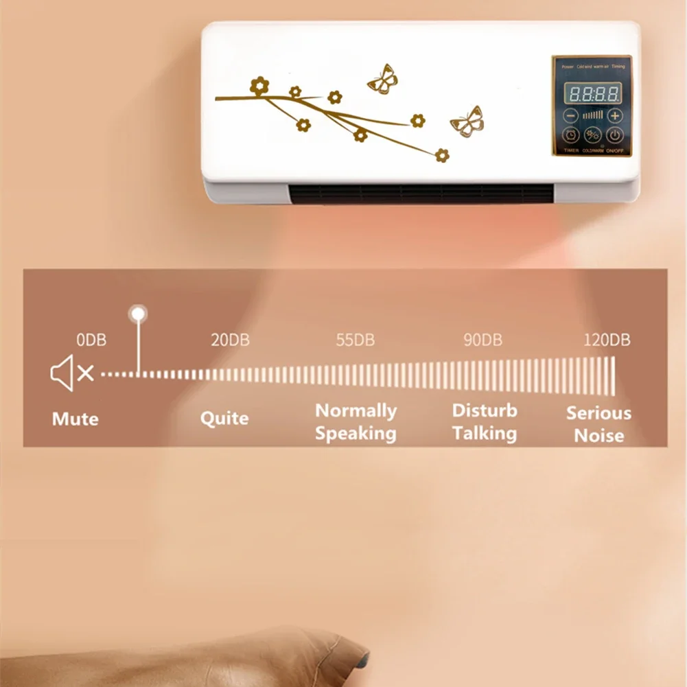 Air Conditioner Wall Mounted Electric Space Heater with Digital Display Remote Control 1400W for Home Room EU/US/UK