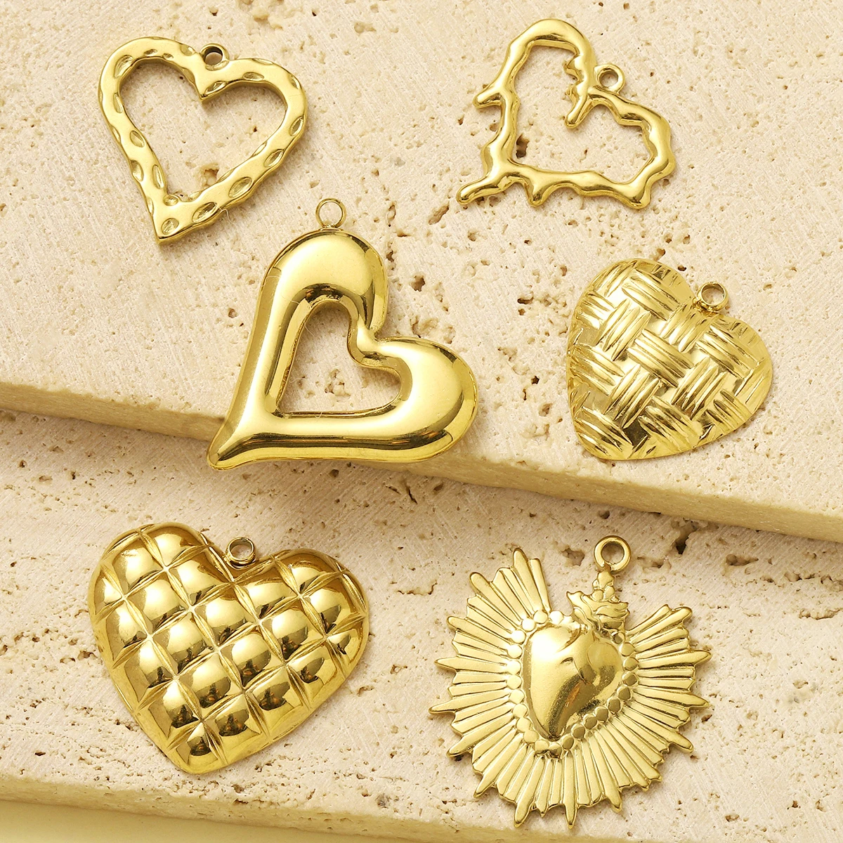 5 قطعة/الوحدة الفولاذ المقاوم للصدأ الحب القلب سحر المعلقات DIY بها بنفسك صنع سوار قلادة القرط مجوهرات الإكسسوار بالجملة