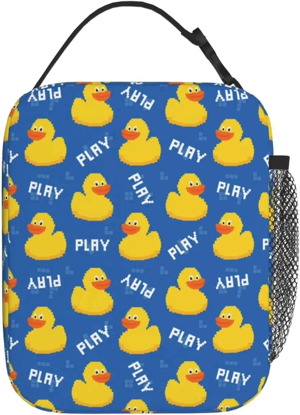Funny Gamer Inspired Red Lunch Box Bag for Boys Girls with Mesh Pocket Insulated for Keeping Food Fresh