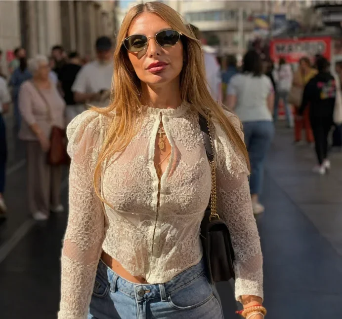 Women Sexy  Early Fall Trendy High Street Party Ladies Jacket Chic Lace Corset Jacket Elegant See-through Slim Tops