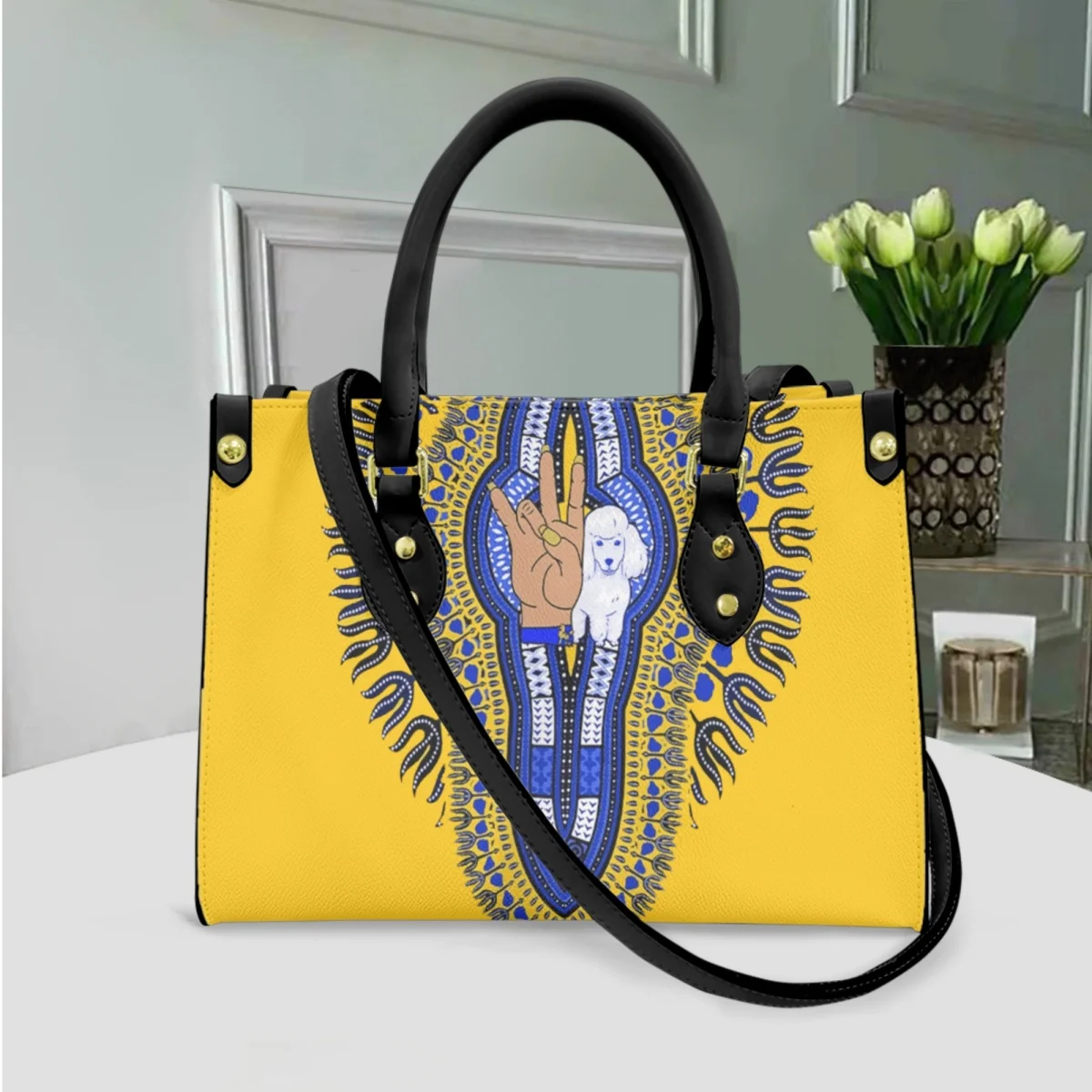 2023 New Tribal Poodle Design Cross Body Bags Sigma Gamma Rho Pattern Fashion Messenger Bags PU Leather Street Shoulder Handbag