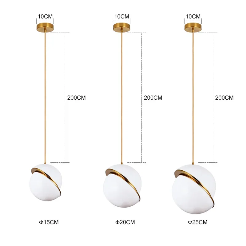 Plafonnier LED suspendu en forme de boule dorée, design nordique moderne, luminaire décoratif d'intérieur, idéal pour une table à manger, une chambre à coucher ou un restaurant