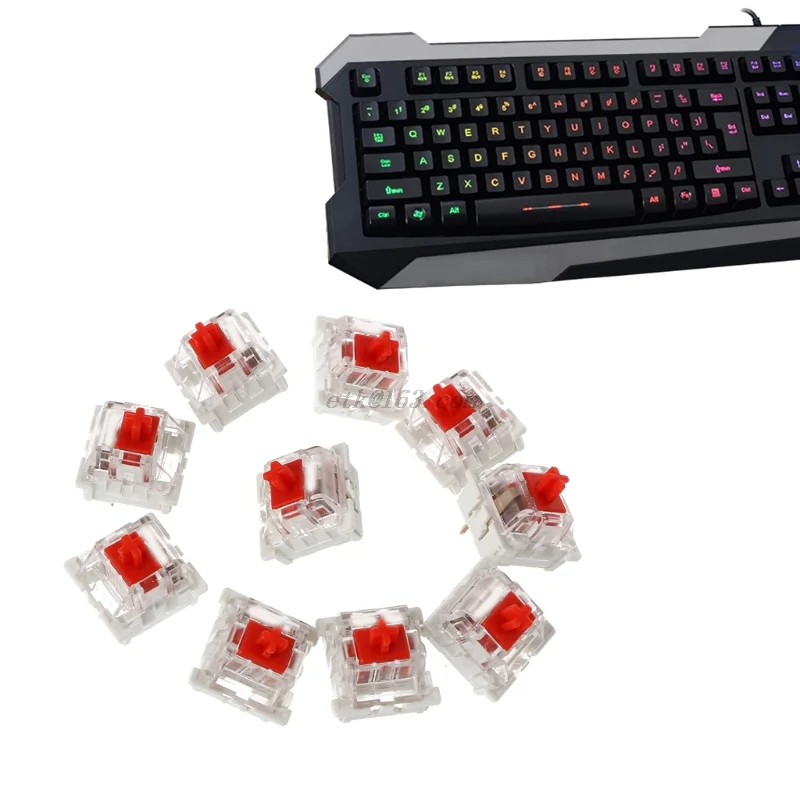 10Pcs 3 Pin Mechanical Keyboard Switch Red Replacement For Gateron Cherry MX