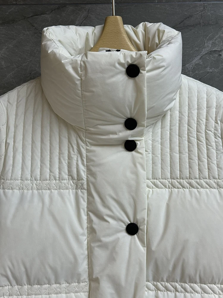 SVORYXIU الشتاء عارضة نمط الوقوف طوق سحابات يندبروف تصميم أسفل سترة المرأة الأزياء الأبيض رشاقته الدافئة أسفل سترة #2