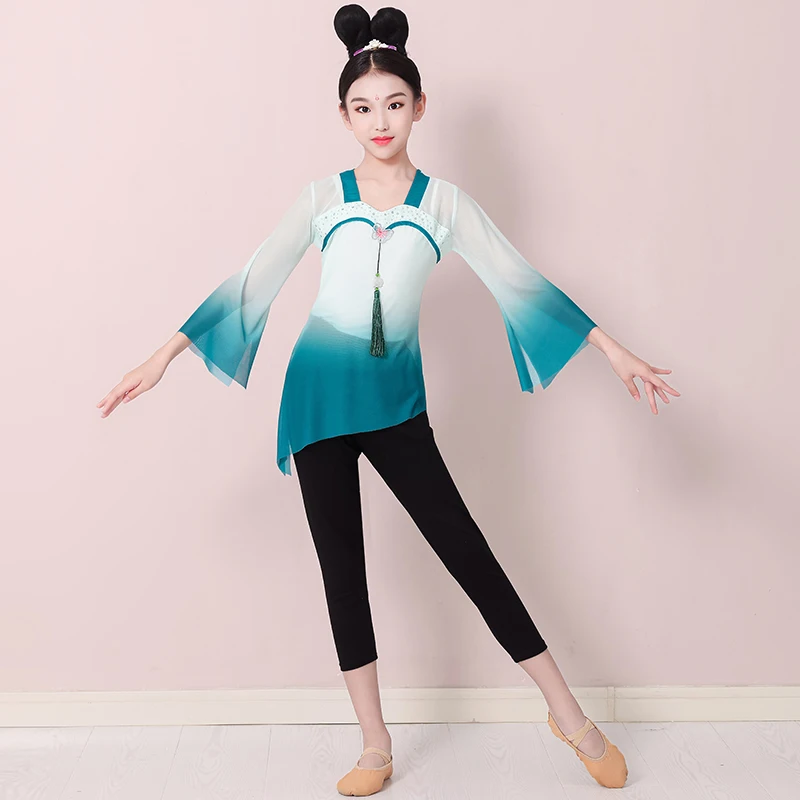 الأطفال يانغكو ملابس رقص فتاة صينية الشعبية Dancewear الاطفال الوطنية مروحة الرقص الملابس مظلة الرقص العرقية زي #5
