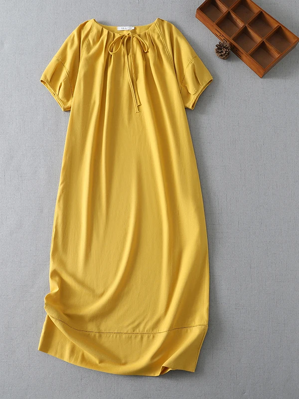 

Loose Fit Summer Long Dress Women's Casual Style Lantern Sleeve Clothing plus Size Meat Concealing Age Reversing Slimming