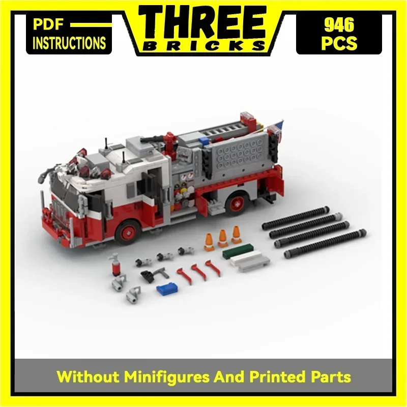 City Vehicle Model Moc Building Bricks New York Fire Brigade Engine 34 Technology Blocks Gifts Christmas Toys DIY Sets Assembly