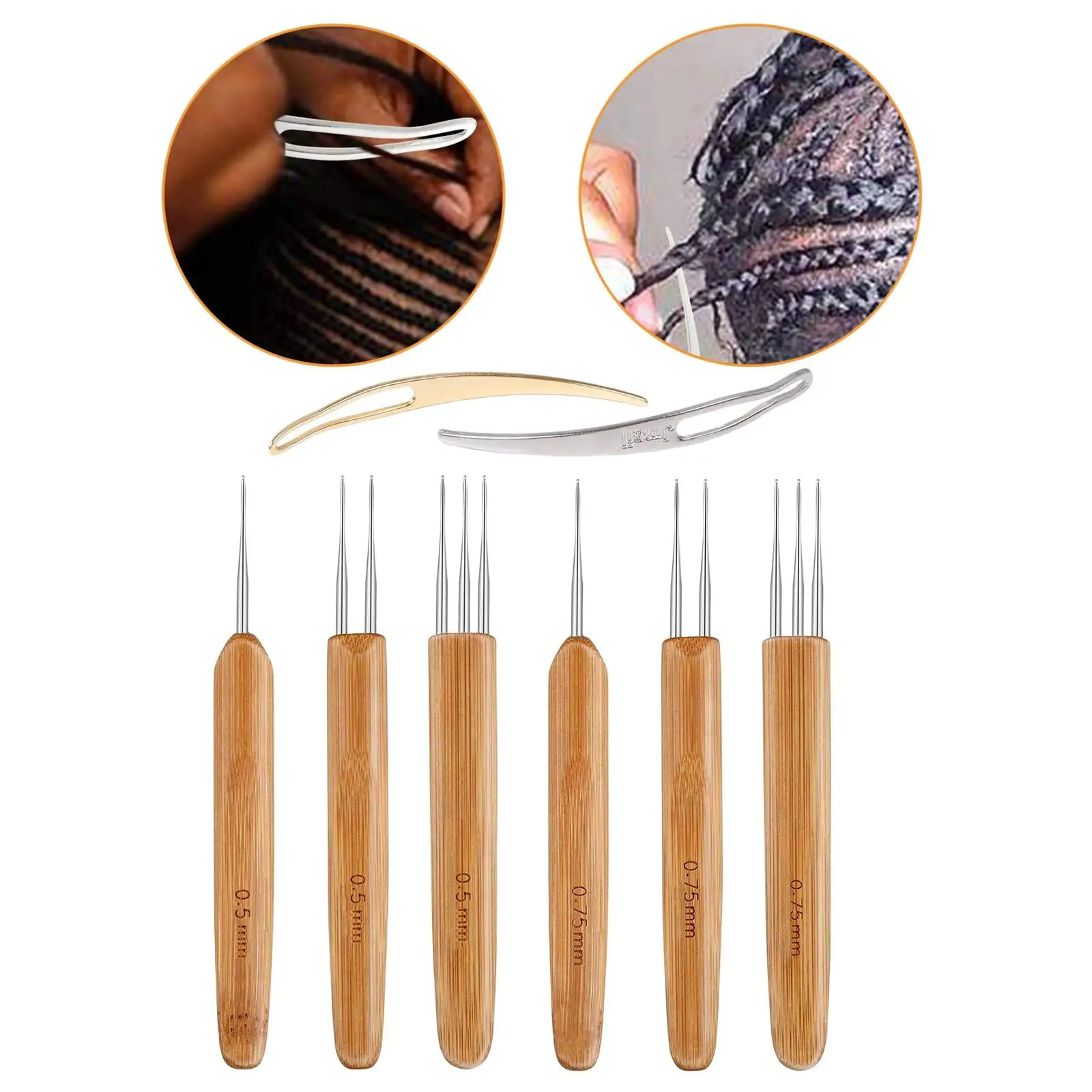 8x Dreadlock Crochet Hook Single Double Triple Head Braids Weaving Needles