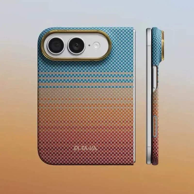 PITAKA Magnetic Carbon Fiber Case for iPhone Duo Magsafe Kevlar Wireless Charging Back Shell Sunset Moonrise 2.0 Phone Cover