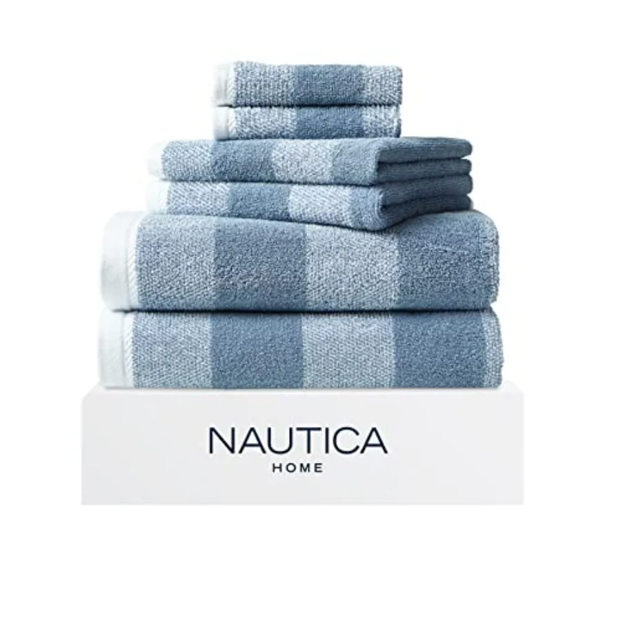 Bath Towel Set for bathroom use, 100 cotton material, Oak Lake Blue color, plush texture with high absorbency and quick-dry fun
