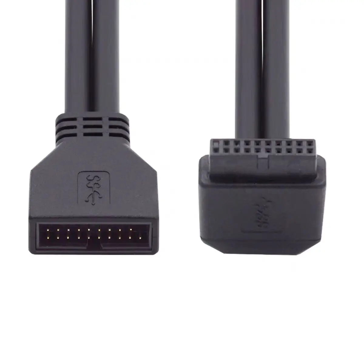 Angitu اللوحة الأمامية 19P ذكر إلى أنثى تمديد كابل 90 درجة اللوحة الأم Angl الجبهة USB 3.0 IDC ذكر إلى أنثى 20P كابل