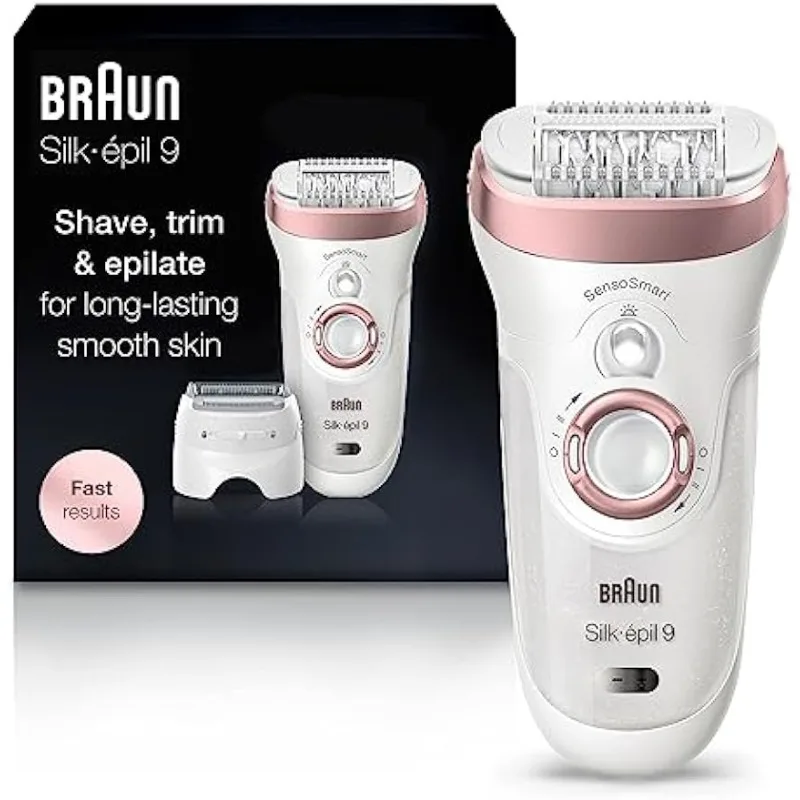 

Braun Epilator Silk-épil 9 9-720, Hair Removal Device, for Women, Wet & Dry, Womens Shaver & Trimmer, Cordless, Rechargeable