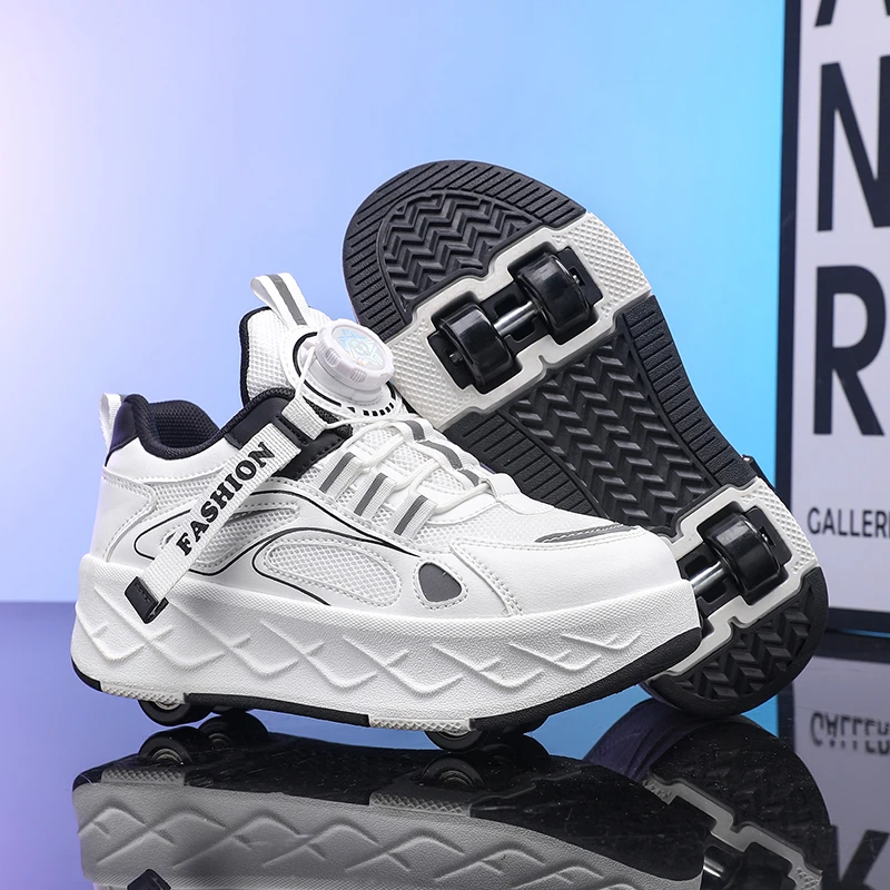 New Roller Skates Shoes Kids Four Wheels With Sneaker Detachable Roller Shoe Breathable Fashion Children Walking Shoe Kid Gifts