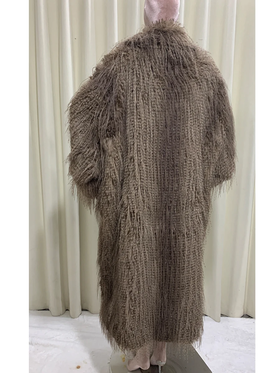 

Autumn Winter Extra Long Oversized Colorful Warm Soft Hairy Faux Fur Coat Women Loose Casual Emo Fluffy Overcoat Streetwear 2025