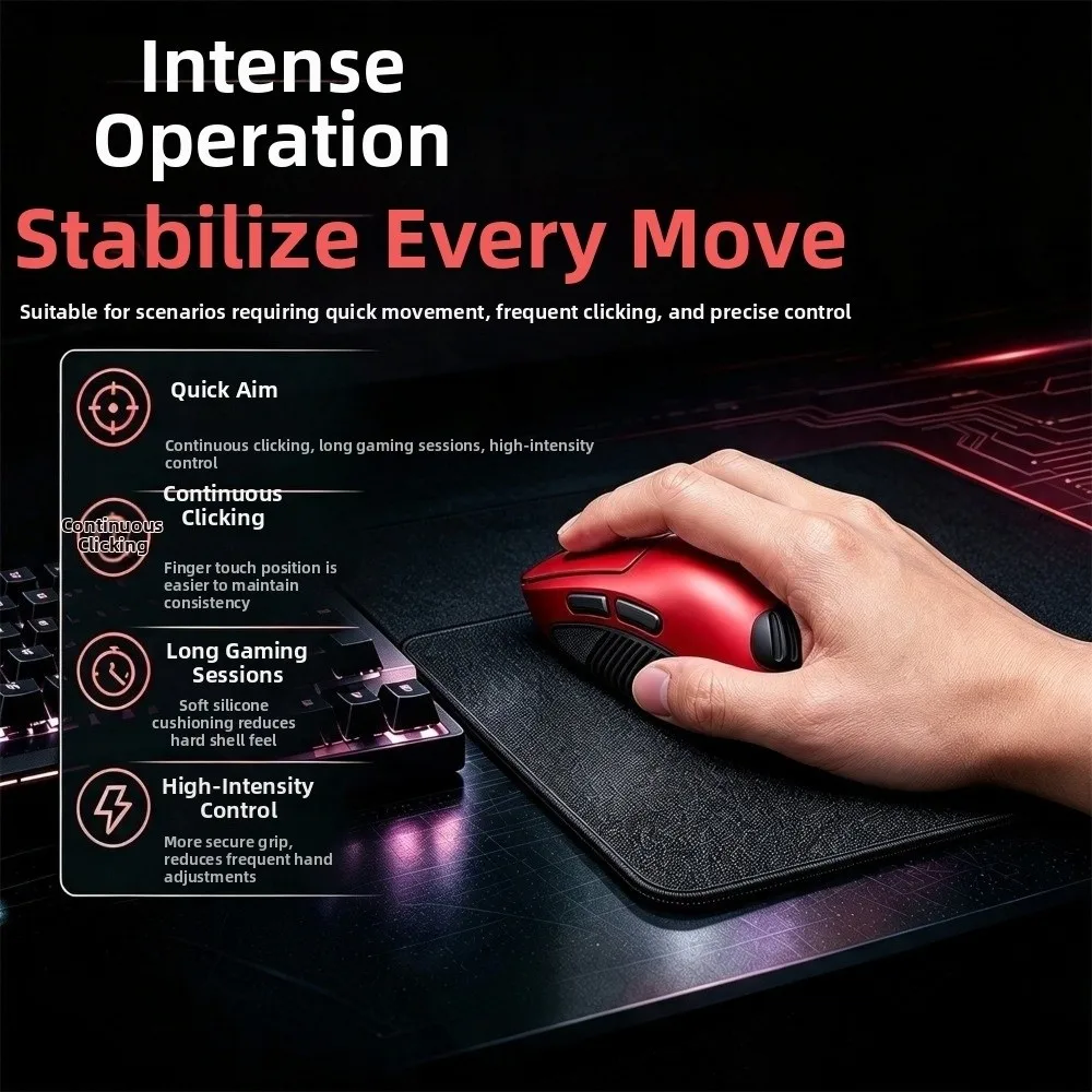3pcs/Set Silicone Mouse Grip Tape 3D Wave Texture Self Adhesive Mouse Grip Stickers Soft Touch Anti Slip for Logitech and Razer