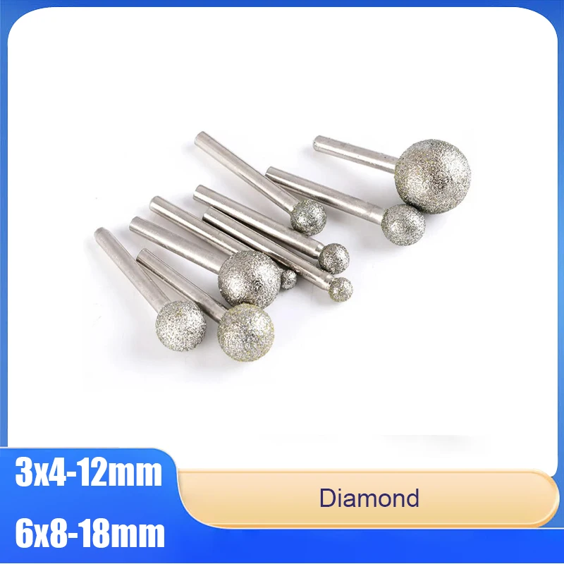 1/2/5/10/20 個球状エメリー研削ヘッド 3/6 ミリメートルシャンク直径超硬ロータリーファイル 3x4/5/6/8/10/12 ミリメートル 6x8/10/12/16/18 ミリメートル