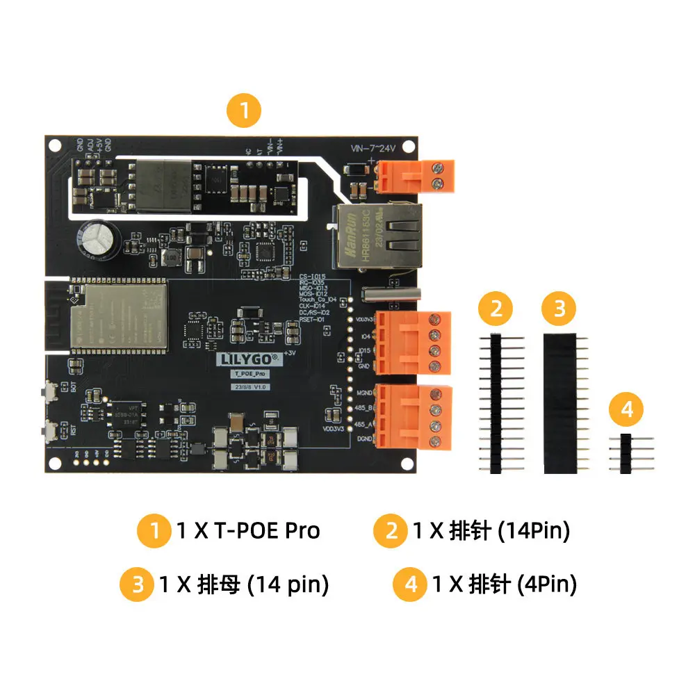 LILYGO T-Internet-POE ESP32 LAN8720 Ethernet Adapter with TF Card Slot
