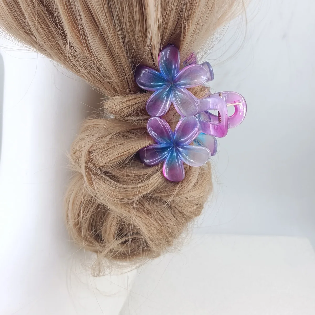 여성을위한 멋진 그라디언트 꽃 헤어 클립 유행 달콤한 머리 발톱 크랩 클램프 바레트 하와이 모자를 쓰고 있죠 소녀 헤어 액세서리