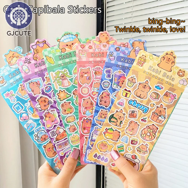 Cute Cartoon Capybara Stickers Waterproof Stickers School Supplies Diary Decoration Stickers Stationery Hand Account Decorate