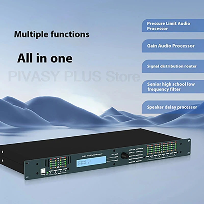 

4 In 8 Out Audio Processor with 30 Presets EQ Crossover Audio Processing 48dB Processor USB For Home Theater Stage Bar PA System