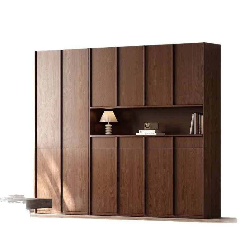 

Medieval minimalist oak solid wood shoe cabinet skeleton line household indoor modern walnut entry cabinet entrance shoe cabinet