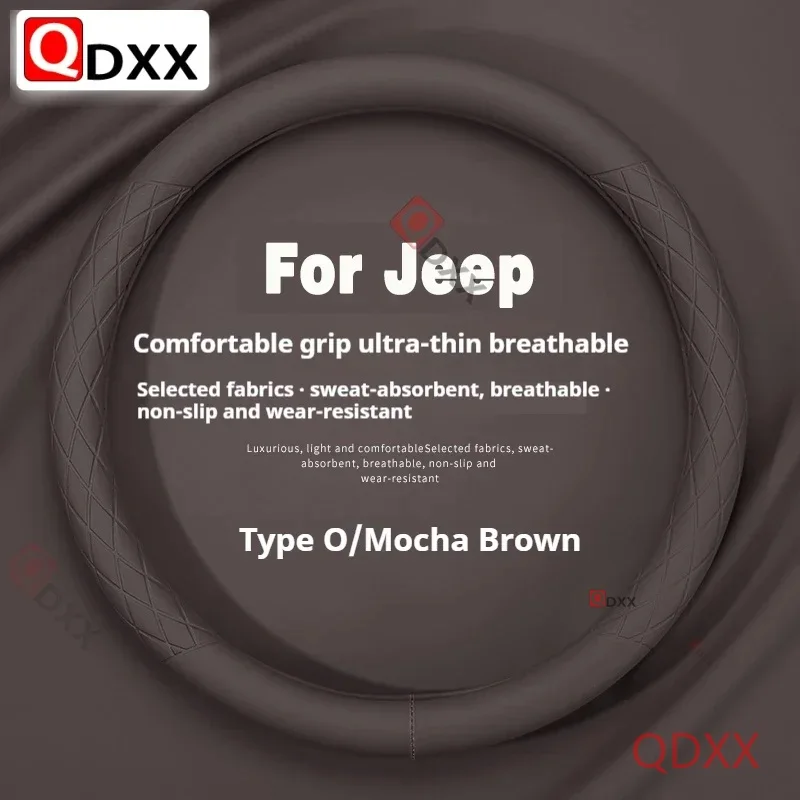Anti Slip Auto Decoration PU Leather Universal Car Steering Wheel Cover For Jeep	Renegade Compass Patriot Cherokee Wrangler