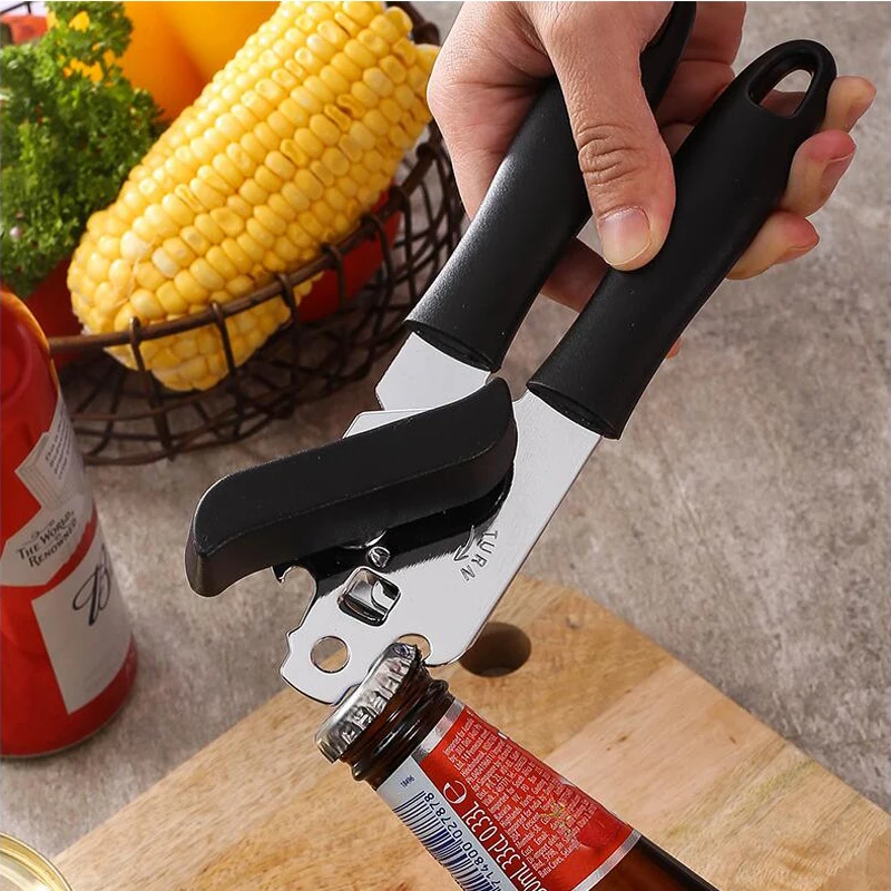 Multifunctional Manual Can Opener, Professional Can Opener, Ergonomic Side Cut, Beer Bottle Opener, Kitchen Gadgets, 3 in 1