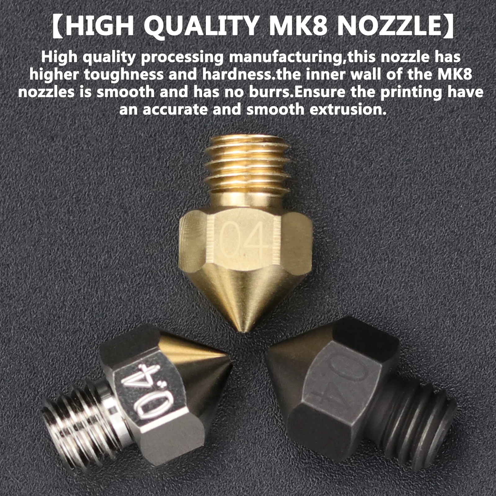 High quality Hardened Steel Nozzle Swiss MK8 500 ° C For Nylon carbon fiber Neptune 3 Pro Plus Aquila X2 C2 Ender3 V2 3D Printer