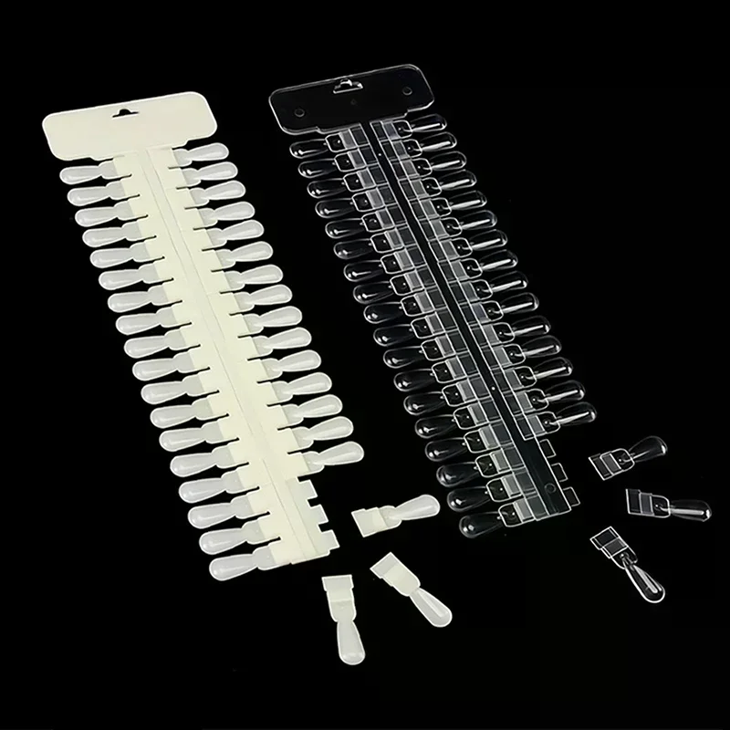 36pcs Natural/Clear Color Card Removable Nail Art Display False Nail Tips Rack Teardrop Design Manicure Gel Polish Practice Tool