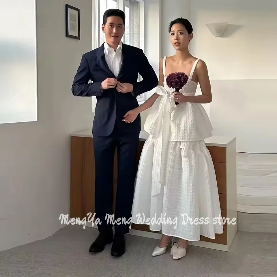 ZHUISHU современные белые трапециевидные свадебные платья, корейские женские свадебные платья для фотосессии с широкими бретелями на щиколотке, вечерние платья по индивидуальному заказу